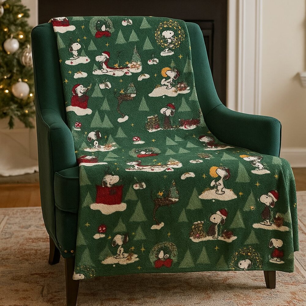 NWT Peanuts Snoopy Christmas Plush Large Throw Blanket 60" x 72"